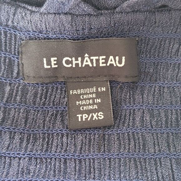 Size XS Le Château Navy Blue Sleeveless Flare Dress - Picture 2 of 3